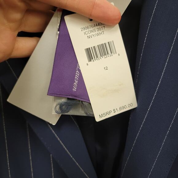 Ralph Lauren Purple Label Navy White Pin Stripe Jacket 12 - Picture 6 of 10